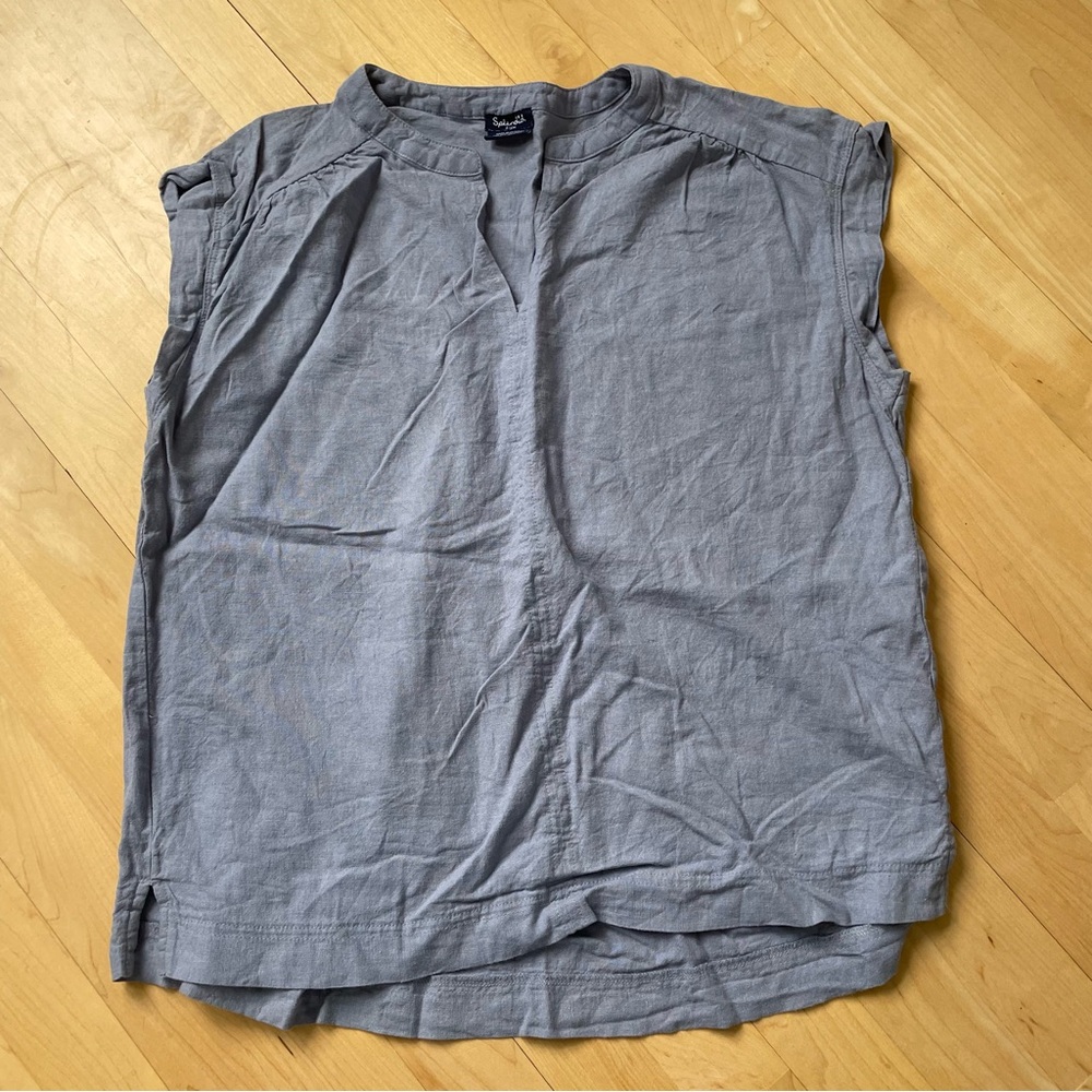 Splendid linen blend top in denim blue